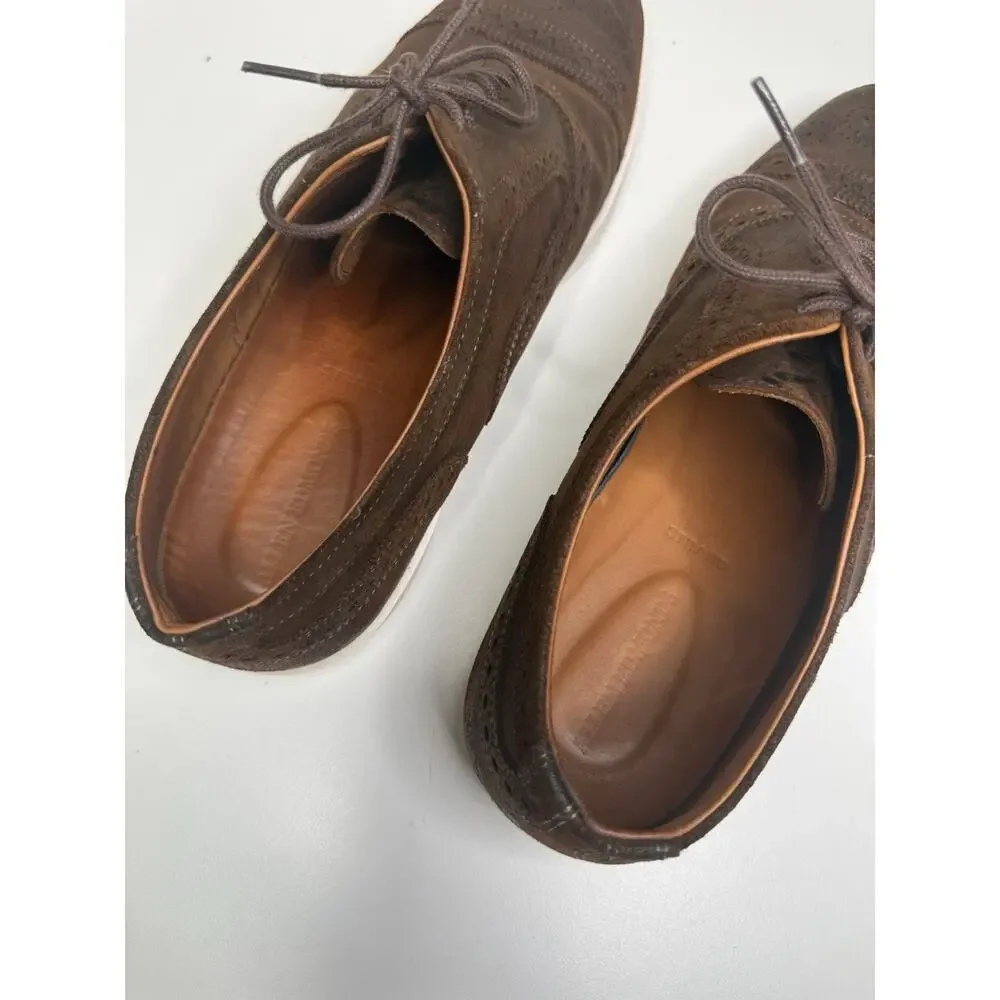 Allen Edmonds Strand Brogue Oxford Mens 11.5 Brown Waxed Suede Lace Up Sneaker